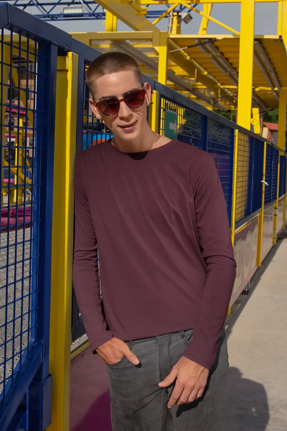 Solid Maroon Full Sleeve T Shirt